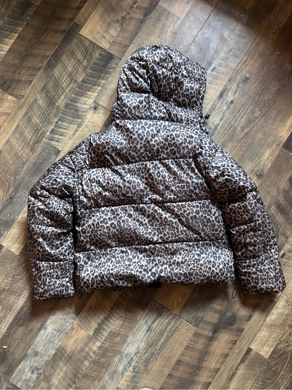 Sanctuary Leopard Print Puffer Jacket with Hood - Brown/Black - Picture 9 of 10